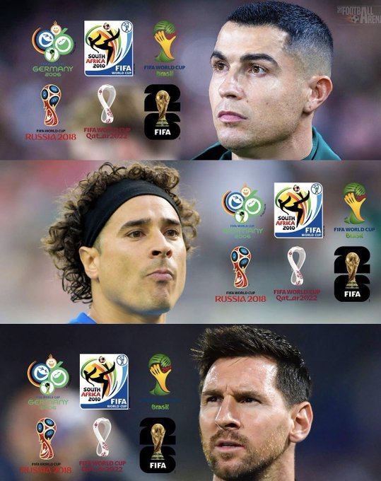 C罗、奥乔亚与梅西共赴六届世界杯传奇征程